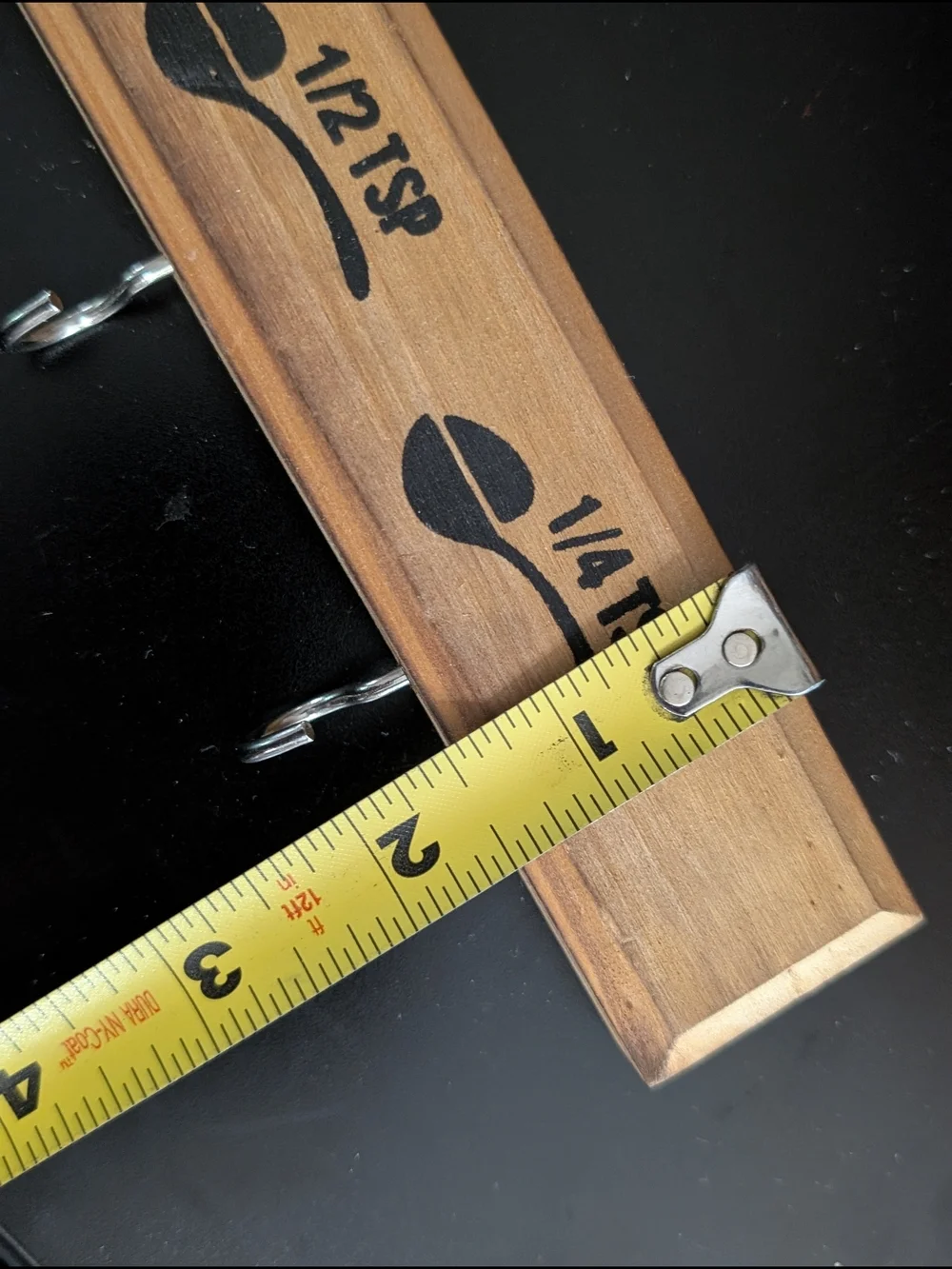 Wooden Kitchen Spoon Measurement Rack with Hooks - Natural Wood
